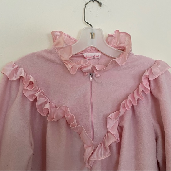 Vintage Carriage Court Long Pink Victorian Warm High Neckline Housecoat Robe - Picture 3 of 8